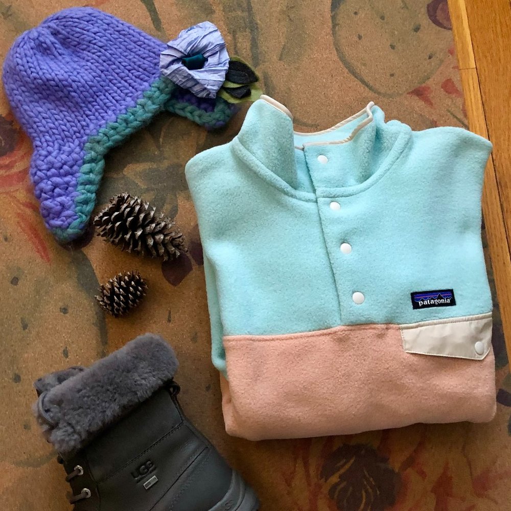 NWT!Patagonia Synchilla Ballet Slipper Pink & Blue